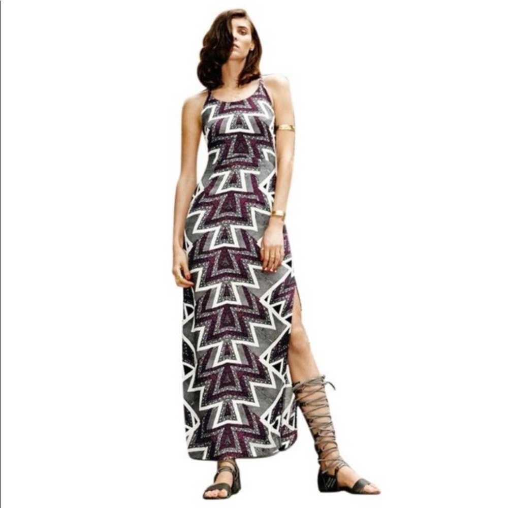 Tribal Print T-Back Maxi Dress w/ Side slits